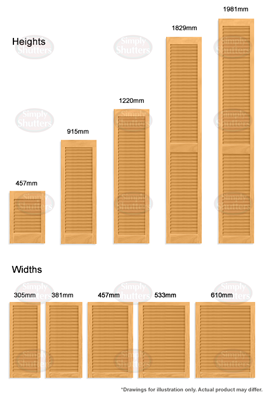 Budget line shutter panel sizes